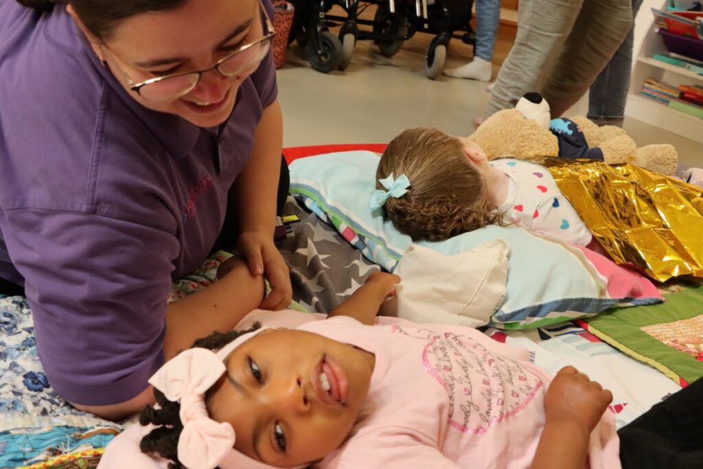 Keech Hospice Play Worker with Child Patient at Play Session