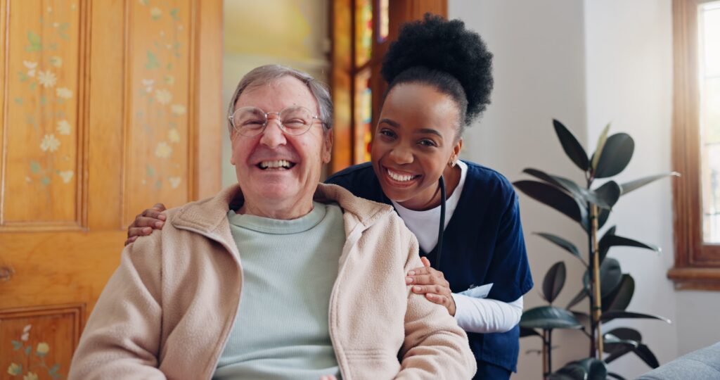 Smiling Nurse with Elderly Patient