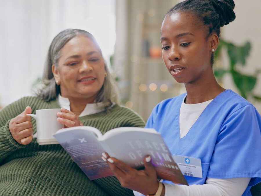 Nurse Reading to Patient 2382766171 1 aspect ratio 400 300