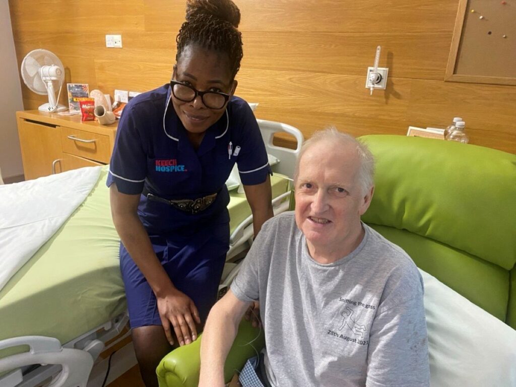 Nurse with adult patient on Keech AIPU