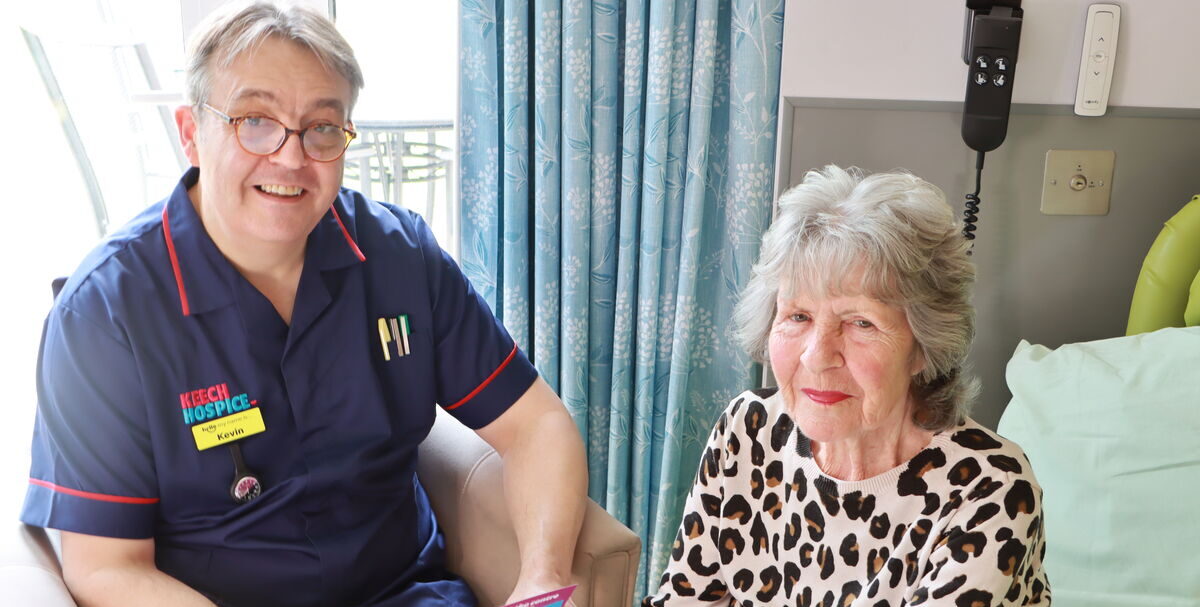 Nurse at Keech Hospice with adult patient 2 aspect ratio 790 400