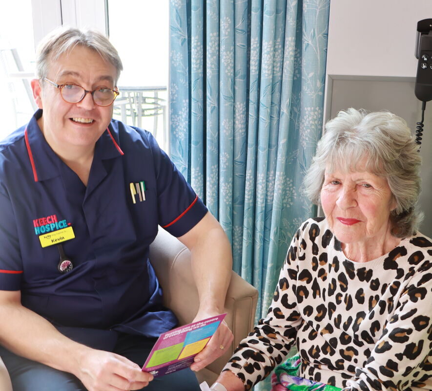 Nurse at Keech Hospice with adult patient 2 aspect ratio 885 800