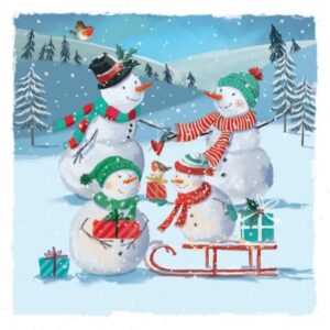 Sledding Snowmen Keech Hospice Christmas Cards